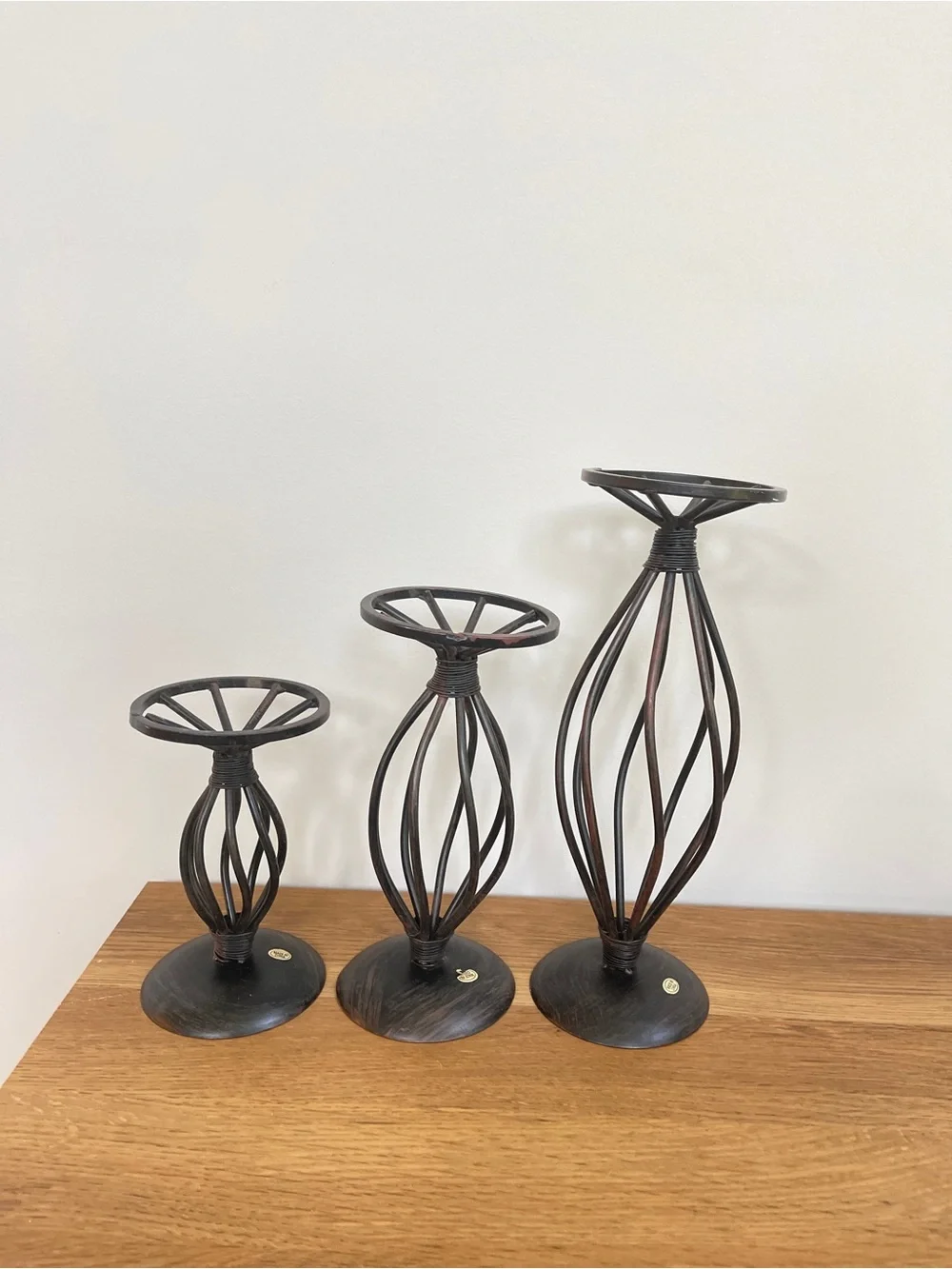 Decorative Iron Candle Holders Set - Black (3 Piece)